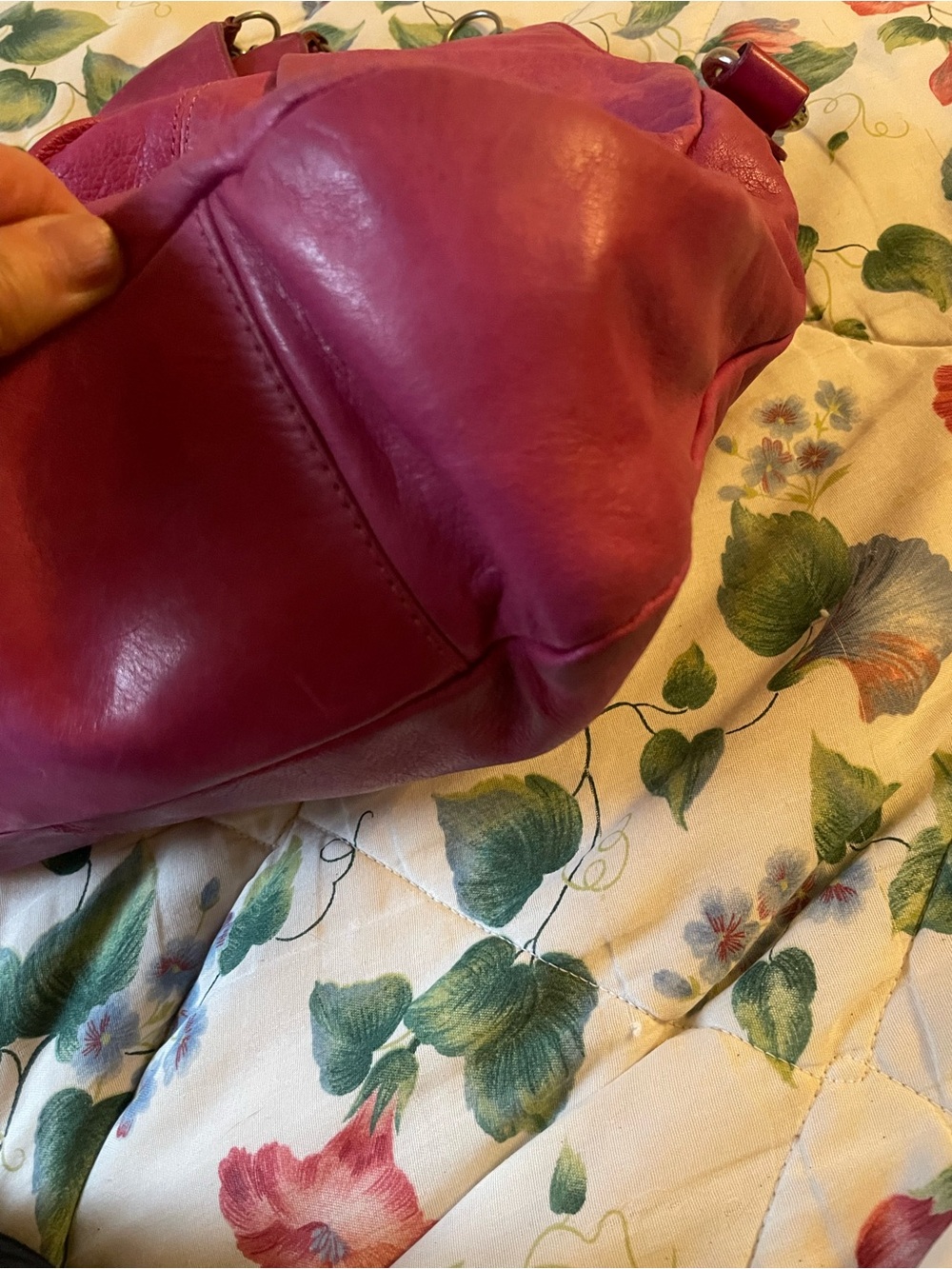 Vintage Marzia Italian Pink Leather Tote Bag with Chain Handles -Large Bag - Picture 6 of 13